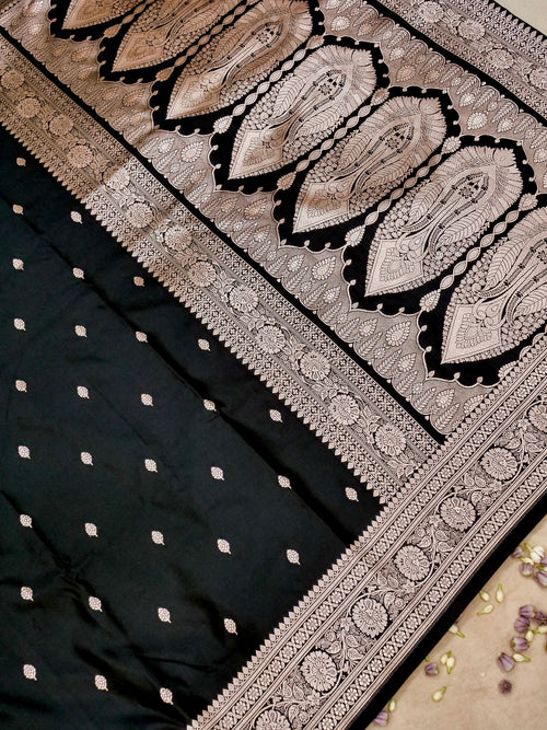Banarasi Mashru Silk in Black