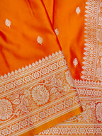 Banarasi Mashru Silk in vibrant orange