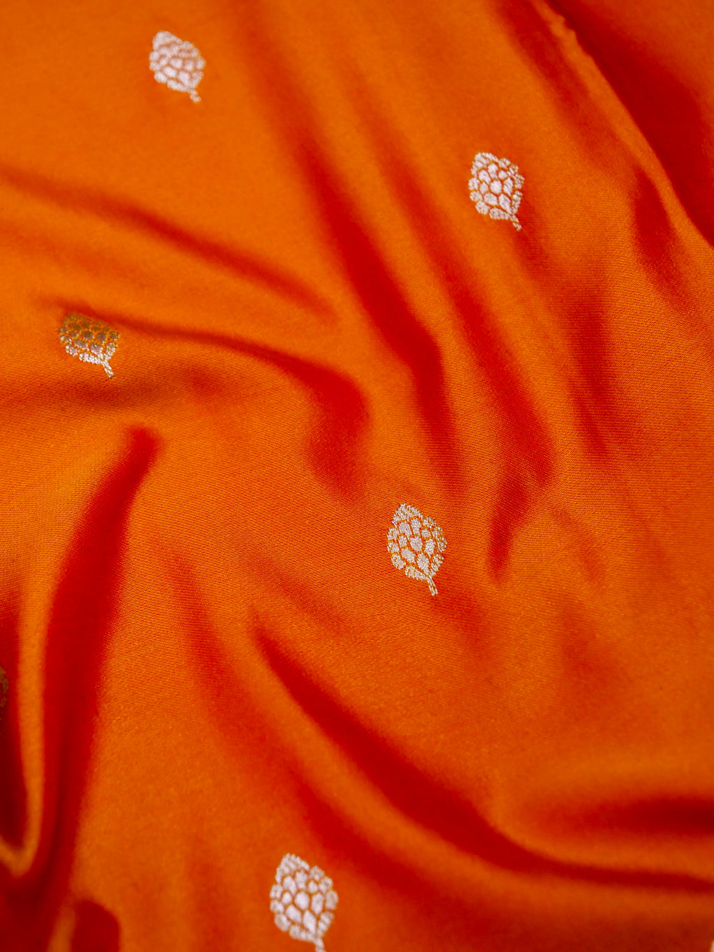 Banarasi Mashru Silk in vibrant orange