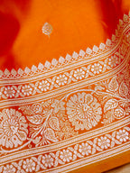 Banarasi Mashru Silk in vibrant orange