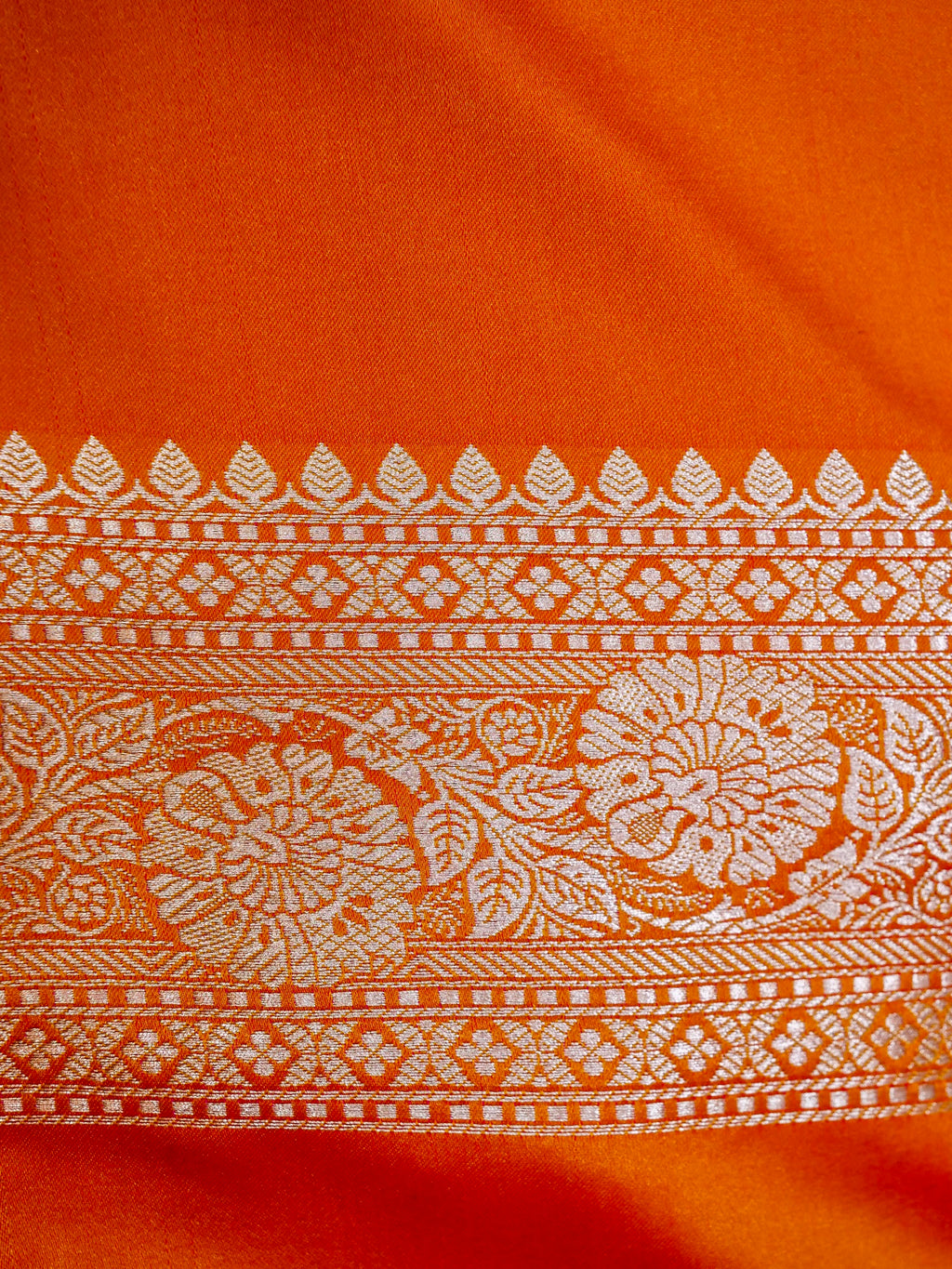 Banarasi Mashru Silk in vibrant orange